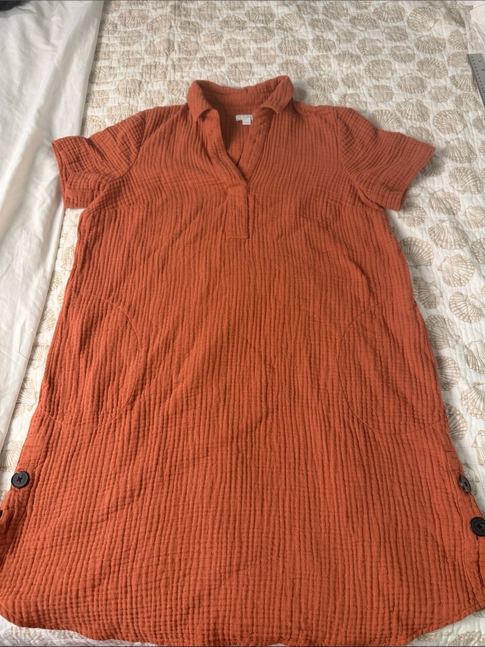 J.Jill Collared Shift Dress in Rust Orange M